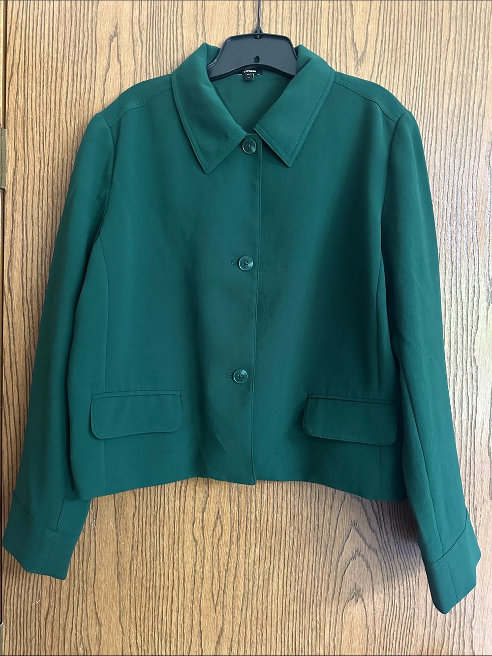 Express Women's Emerald Green Button-Front Blazer Jacket